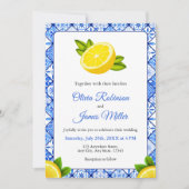 地中海のイタリアン青タイル結婚写真 招待状 (正面)