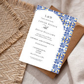 地中海のエレガント青と黄結婚色 招待状