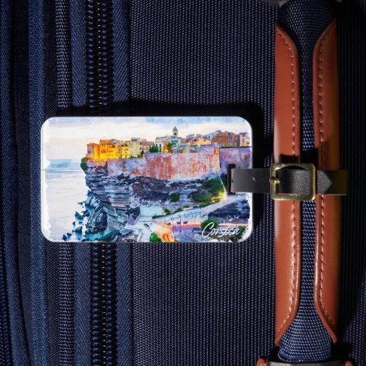 地中海のコルシカエレガントフランスウォーター色 ラゲッジタグ (正面インサイチュ4)