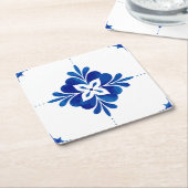 地中海のスタイルフローラ スクエアペーパーコースター (アングル)