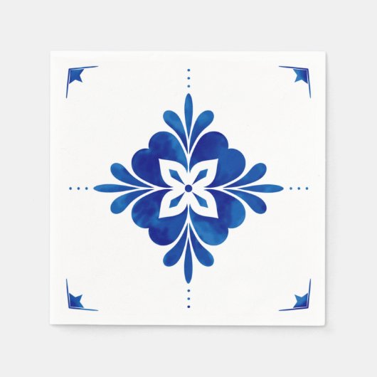 地中海のスタイルフローラ スタンダードカクテルナプキン (正面)