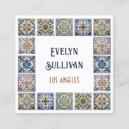 地中海のタイル枠名刺 スクエア名刺