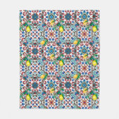 地中海のタイル，モザイク，レモン，夏アート フリースブランケット (正面)