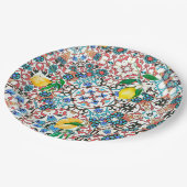 地中海のタイル，モザイク，レモン，夏アート ペーパープレート (アングル)