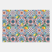 地中海のタイル，モザイク，レモン，夏アート ラッピングペーパーシート (正面3)