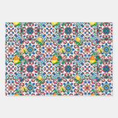 地中海のタイル，モザイク，レモン，夏アート ラッピングペーパーシート (正面)