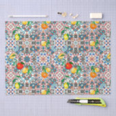 地中海のタイル，モザイク，レモン，夏アート 薄葉紙 (クラフト)