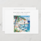 地中海のバチェラーパーティー招待状カード 招待状 (正面/裏面)