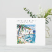 地中海のバチュラーパーティ招待状カード 招待状 (スタンド正面)