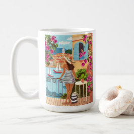 地中海のバルコニーイラストコーヒー コーヒーマグカップ