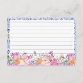 地中海のフローラタイルブライダルシャワーレシピ エンクロージャーカード (裏面)