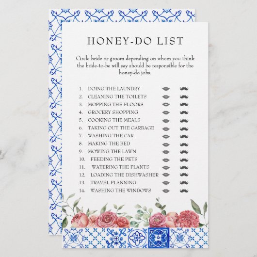 地中海のフローラピンクブライダルシャワーゲームステータス 便箋 (正面/裏面)