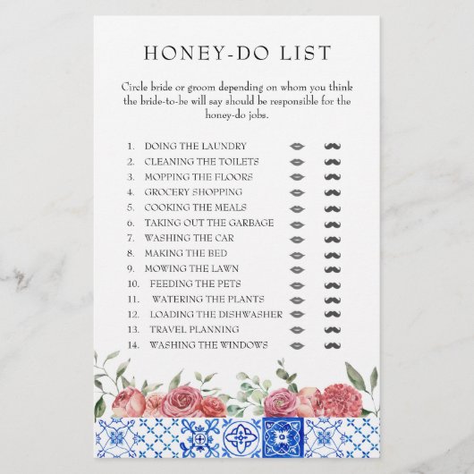 地中海のフローラピンクブライダルシャワーゲームステータス 便箋 (正面)