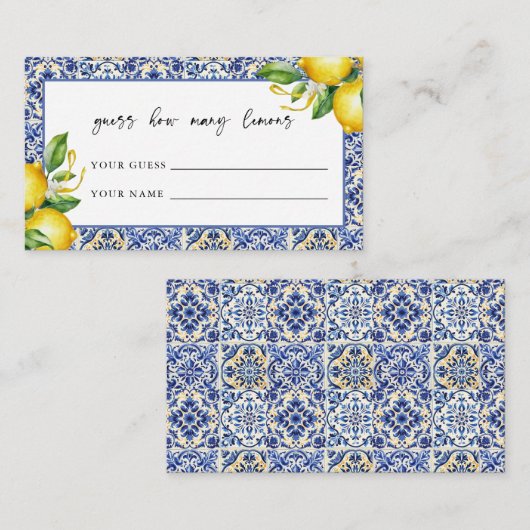 地中海のブライダルシャワーどれだけのレモンを当てる エンクロージャーカード (正面/裏面)
