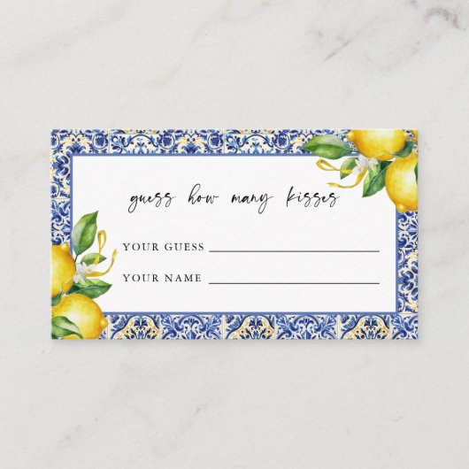 地中海のブライダルシャワー数キス エンクロージャーカード (正面)