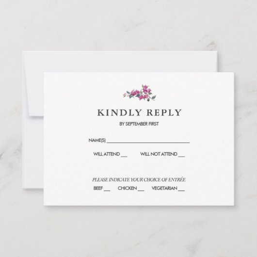 地中海のブーゲンビリア ピンクの招待返信カード 招待状 (正面)