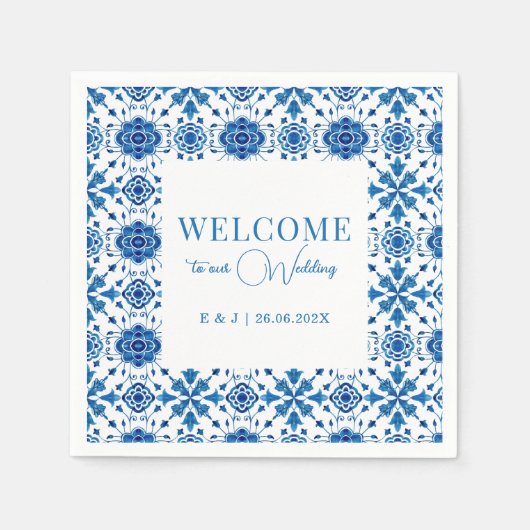 地中海のモダン瓦の結婚ナプキン スタンダードカクテルナプキン (正面)