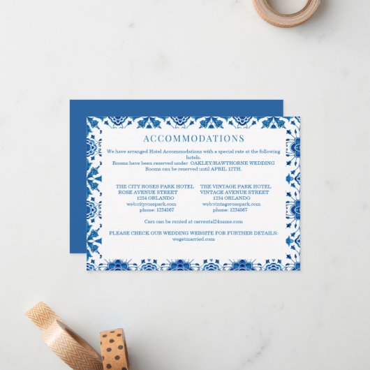 地中海のモダン青モザイク結婚モザイク ノートカード (正面/裏面インサイチュ)