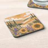 地中海のラベンダーサンフラワーズ コースター (左側)