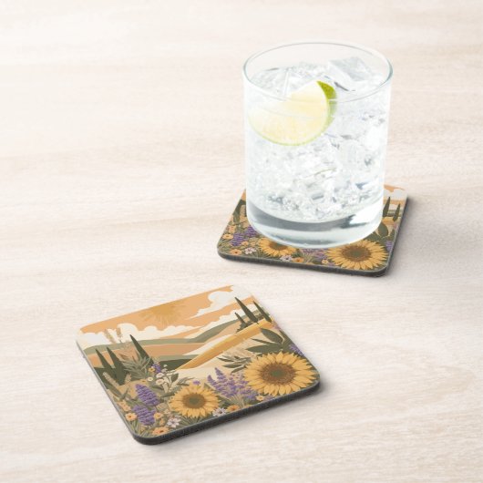 地中海のラベンダーサンフラワーズ コースター (右側)