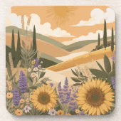 地中海のラベンダーサンフラワーズ コースター (正面)