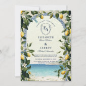 地中海のレモンとグリーンウェディング 招待状 (正面)