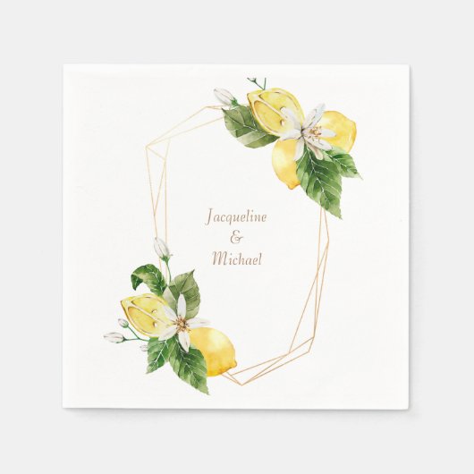 地中海のレモン ゴールドフレーム カクテル ナプキン スタンダードカクテルナプキン (正面)
