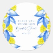 地中海のレモン ブライダルシャワーのお礼 ラウンドシール (正面)