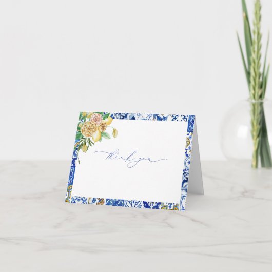 地中海のレモン ブライダルシャワーの感謝カード サンキューカード (正面)