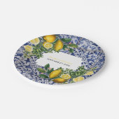地中海のレモン ポルトガル タイル ウェディング ペーパープレート (アングル)