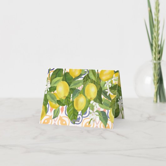 地中海のレモン メインスクイーズ ベイビーシャワー サンキューカード (裏面)