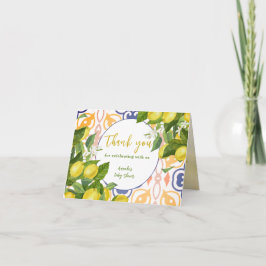 地中海のレモン メインスクイーズ ベイビーシャワー サンキューカード