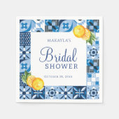 地中海のレモン メイン スクイーズ ブライダル シャワー スタンダードカクテルナプキン (正面)