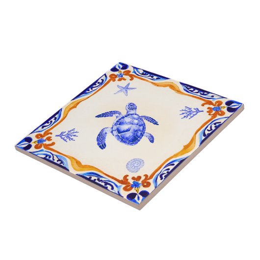 地中海の亀 タイル (側面)