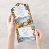 地中海の図解入りの、写真付きの結婚の オールインワン招待状 (貼ってはがせる)