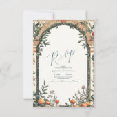 地中海の図解入りの、写真付きの結婚の 出欠カード (正面)