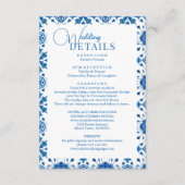 地中海の夏のモダンな青いモザイクのウェディング エンクロージャーカード (正面)