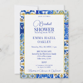地中海の夏モダン瓦ブライダルシャワー 招待状
