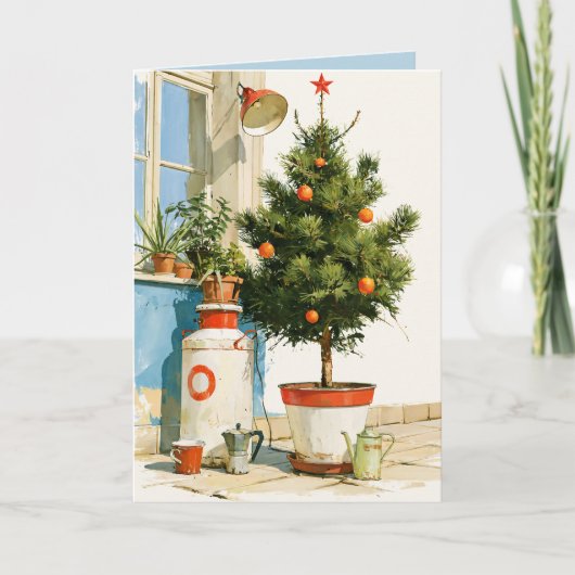 地中海の屋上クリスマスツリー カード (正面)