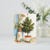 地中海の屋上クリスマスツリー ポストカード (スタンド正面)