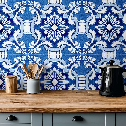 地中海の手の絵を描スタイル青陶磁器タイル タイル