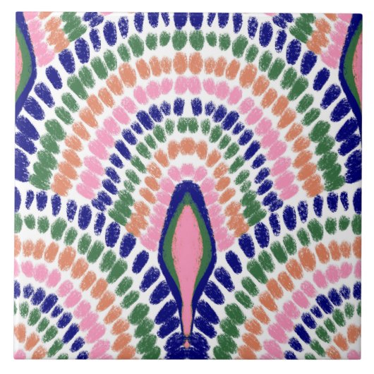 地中海の数々の色のモザイク絵を描ホロ タイル (正面)