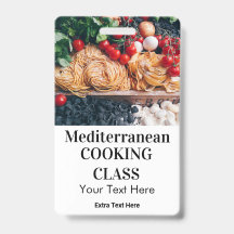 地中海の料理クラスのレッスン写真とロゴ