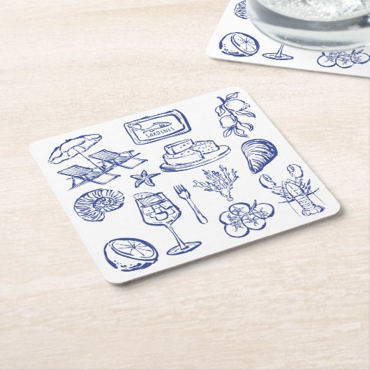 地中海の生活概要 スクエアペーパーコースター (アングル)