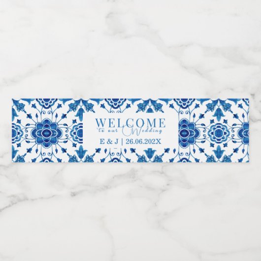 地中海の結婚モダン瓦の「ようこそ」 ペットボトルラベル (シングルラベル)