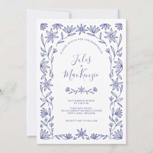 地中海の結婚青フローラ 招待状 (正面)