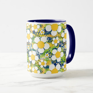地中海の花々 青 黄 白 マグカップ