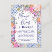 地中海の花のタイル ウェディング レシピ リクエスト エンクロージャーカード (正面)