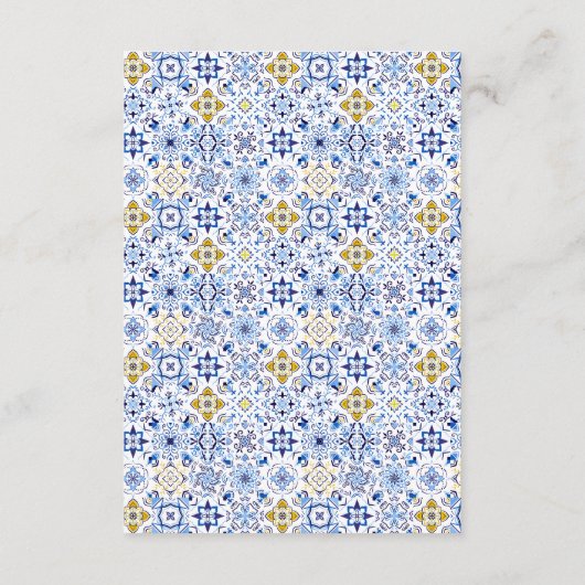 地中海の花のタイル ウェディング レシピ リクエスト エンクロージャーカード (裏面)