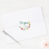 地中海の薔薇色のバラとレモンのウェディング ラウンドシール (封筒)